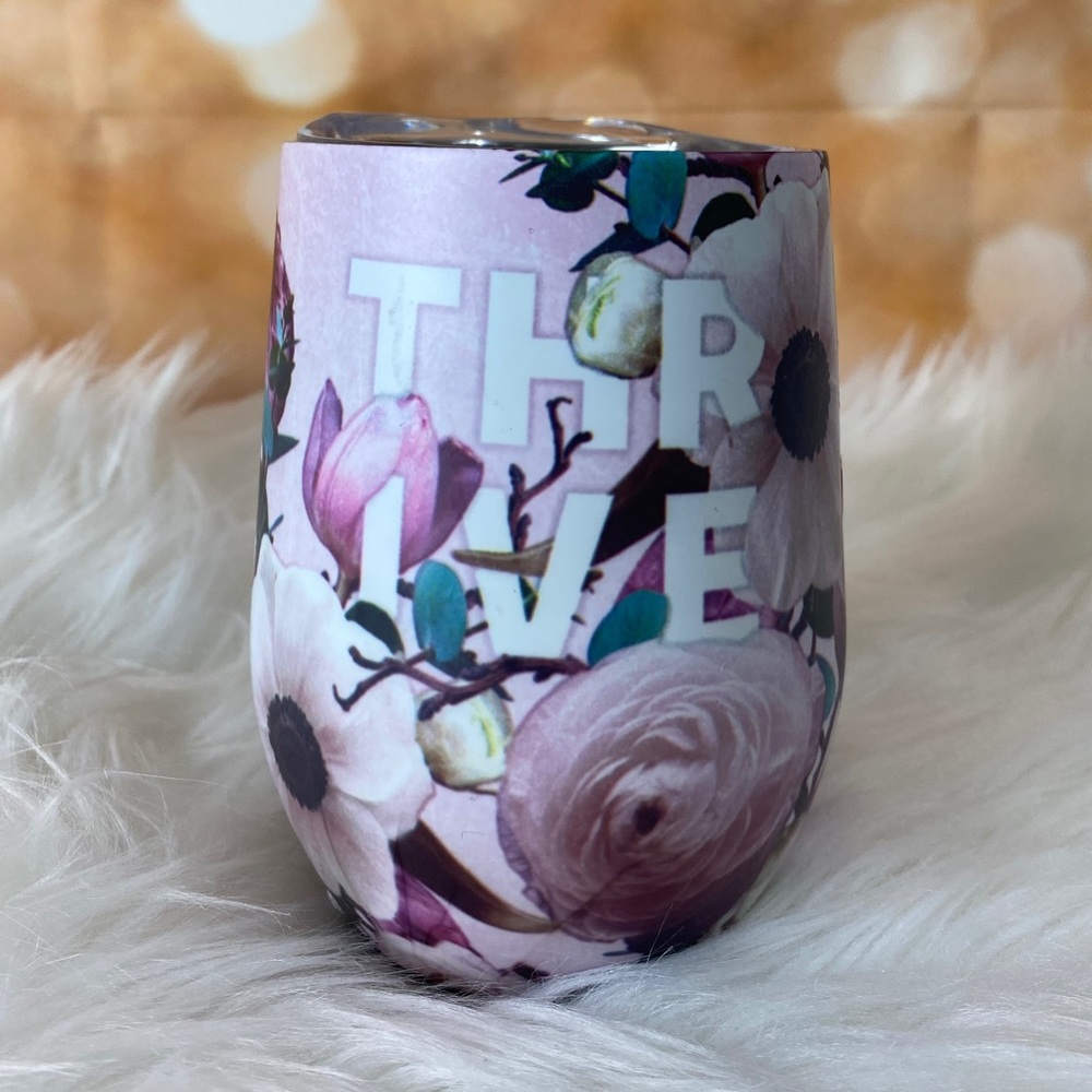 Studio oh! Insulated Stainless Steel Wine Glass Tumbler Floral THRIVE Design